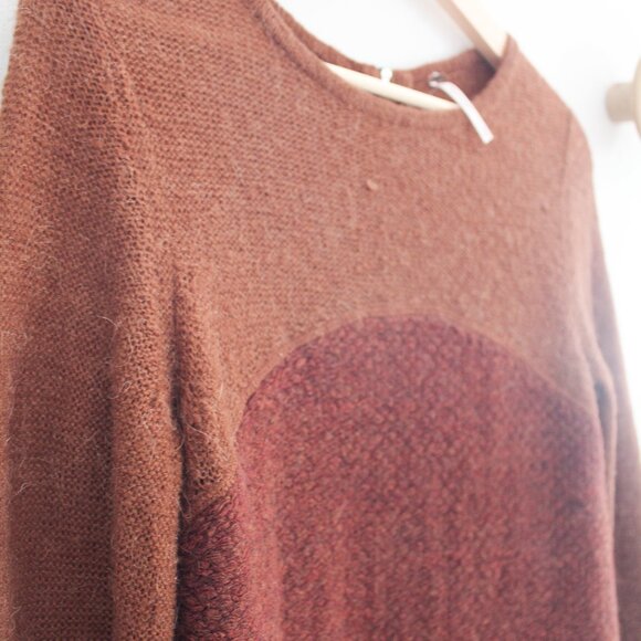 Free People Long Sleeve Color Blocked Rabbit Sweater Dress Size Small Petite S/P - Picture 3 of 7